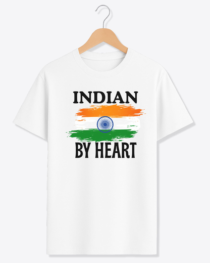 Indian By Heart T-Shirt for Men & Women | Proud Indian Patriotic Tee | Tricolour Design | Custom Vastra
