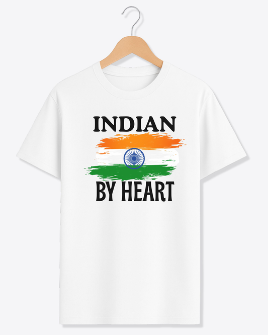 Indian By Heart T-Shirt for Men & Women | Proud Indian Patriotic Tee | Tricolour Design | Custom Vastra