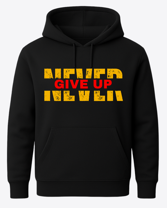 Never Give Up Motivational Hoodie | Gym & Fitness Hoodie | Premium 300 GSM Cotton | Custom Vastra