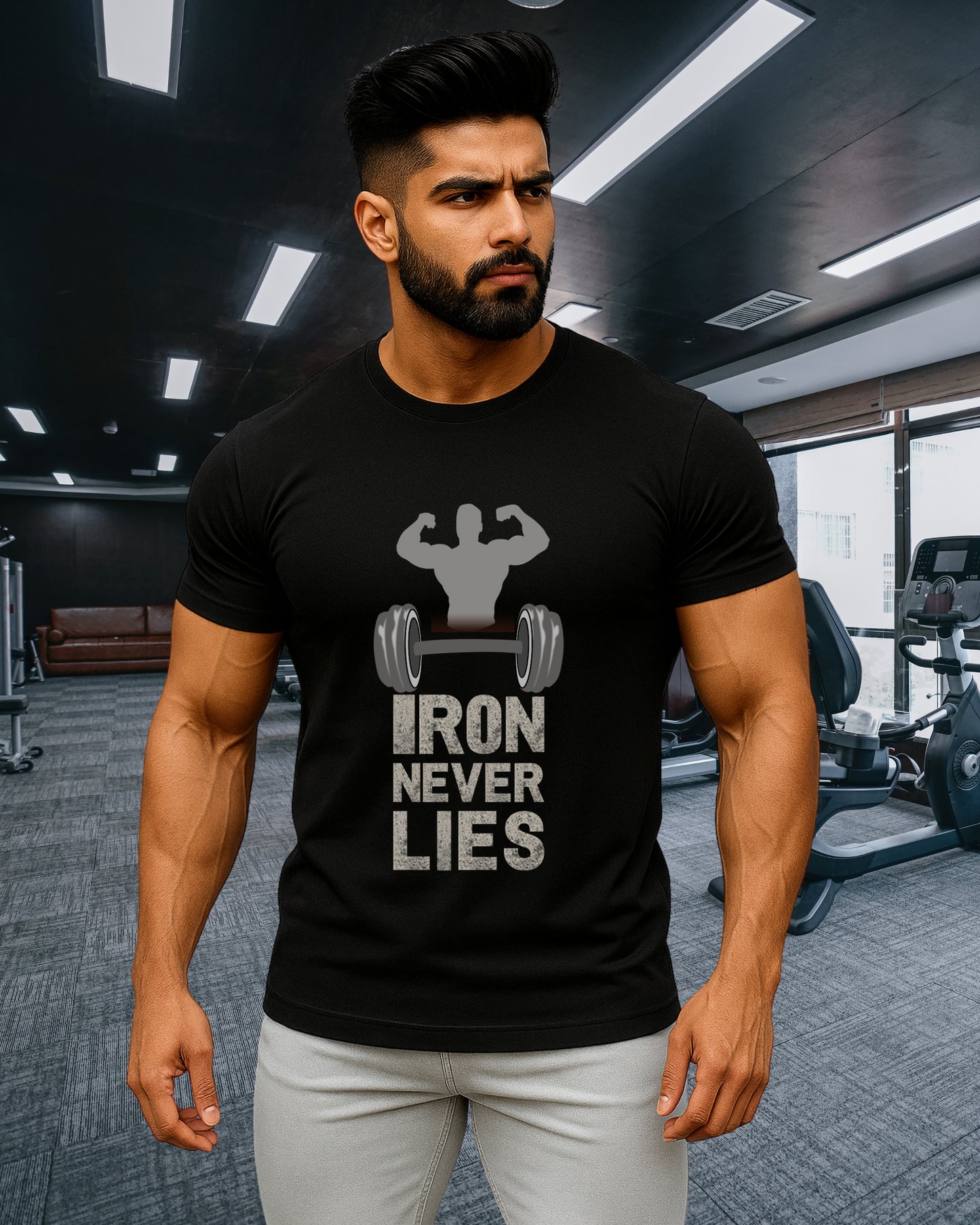Iron Never Lies Gym Motivation Tee | Unisex Fit | Black